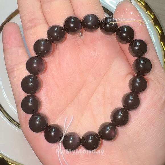Purple Obsidian Bracelet 10mm - Picture 2 of 3